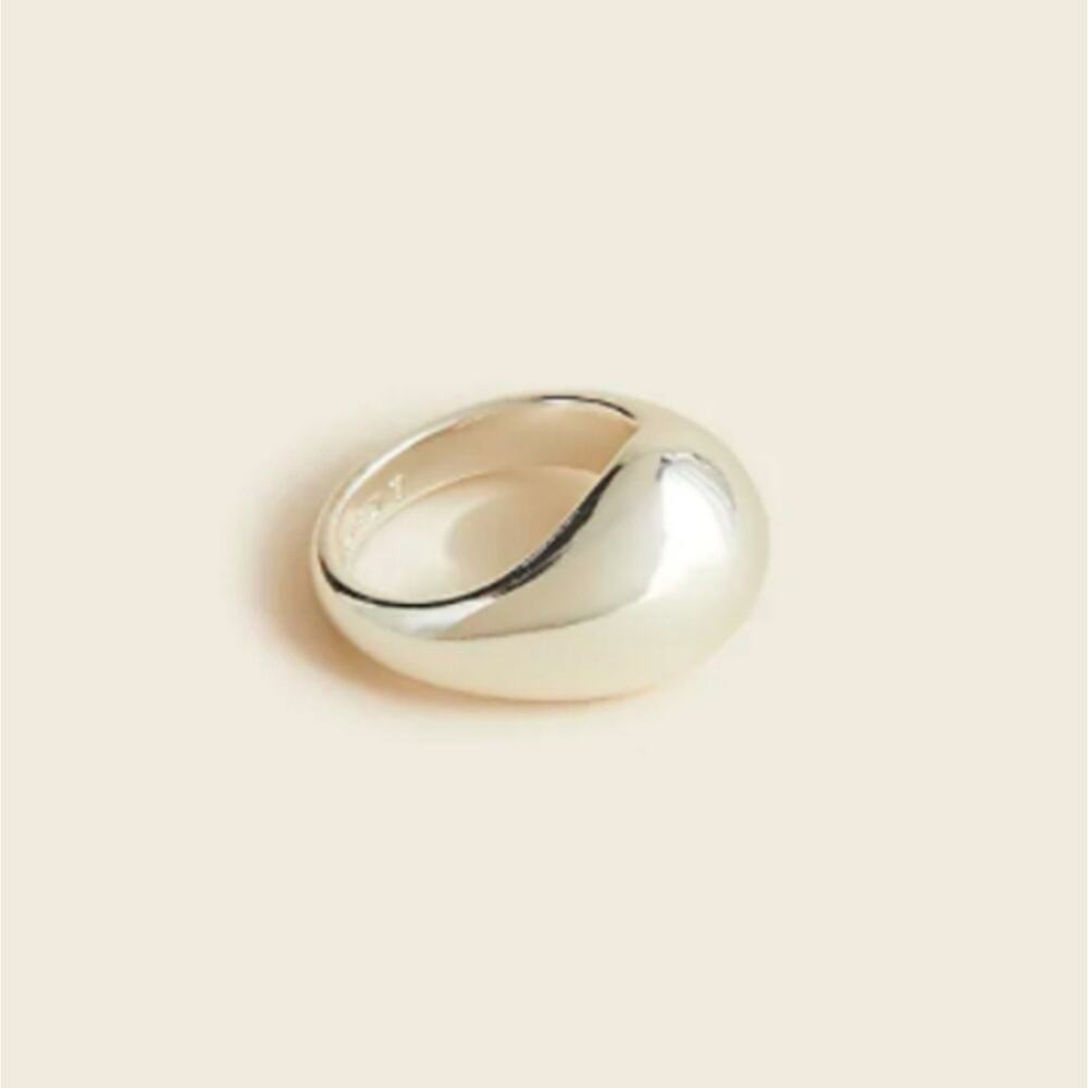 J. Crew Chunky Sculptured Orb Ring Silver Mirror Finish NWT 7 Dust Bag BB495